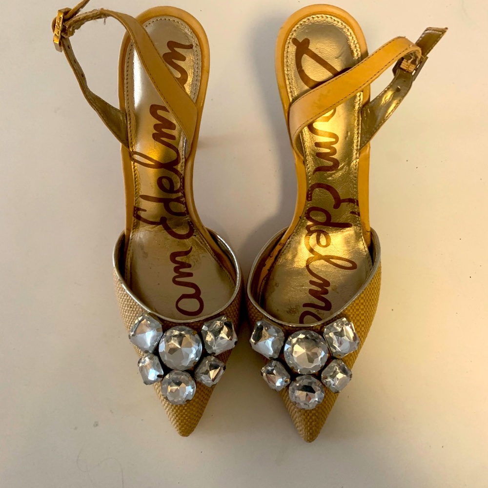Sam Edelman Nude Crystal Heel, size 6.5